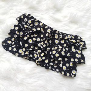 Daisy ruffle layered strapless black crop top small